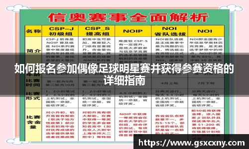 如何报名参加偶像足球明星赛并获得参赛资格的详细指南